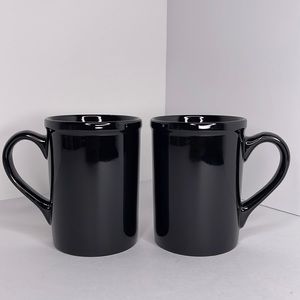 Set of 2 Black 10 oz Rimmed Mugs
